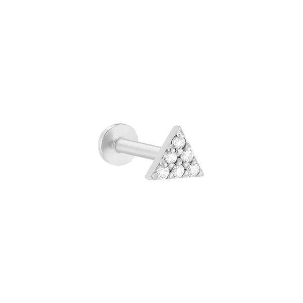 14K Gold CZ,Moissanite,Lab or Genuine Diamond Triangle Internally Threaded Flat Back Earring Labret