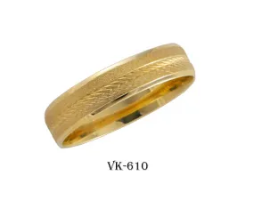 18k Solid Gold Elegant Ladies Modern Sandstone Flat Band 5mm Ring VK610v(Y)