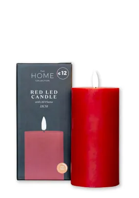 3D-Flame LED Candle 15cm With 6 Hour Timer - Red