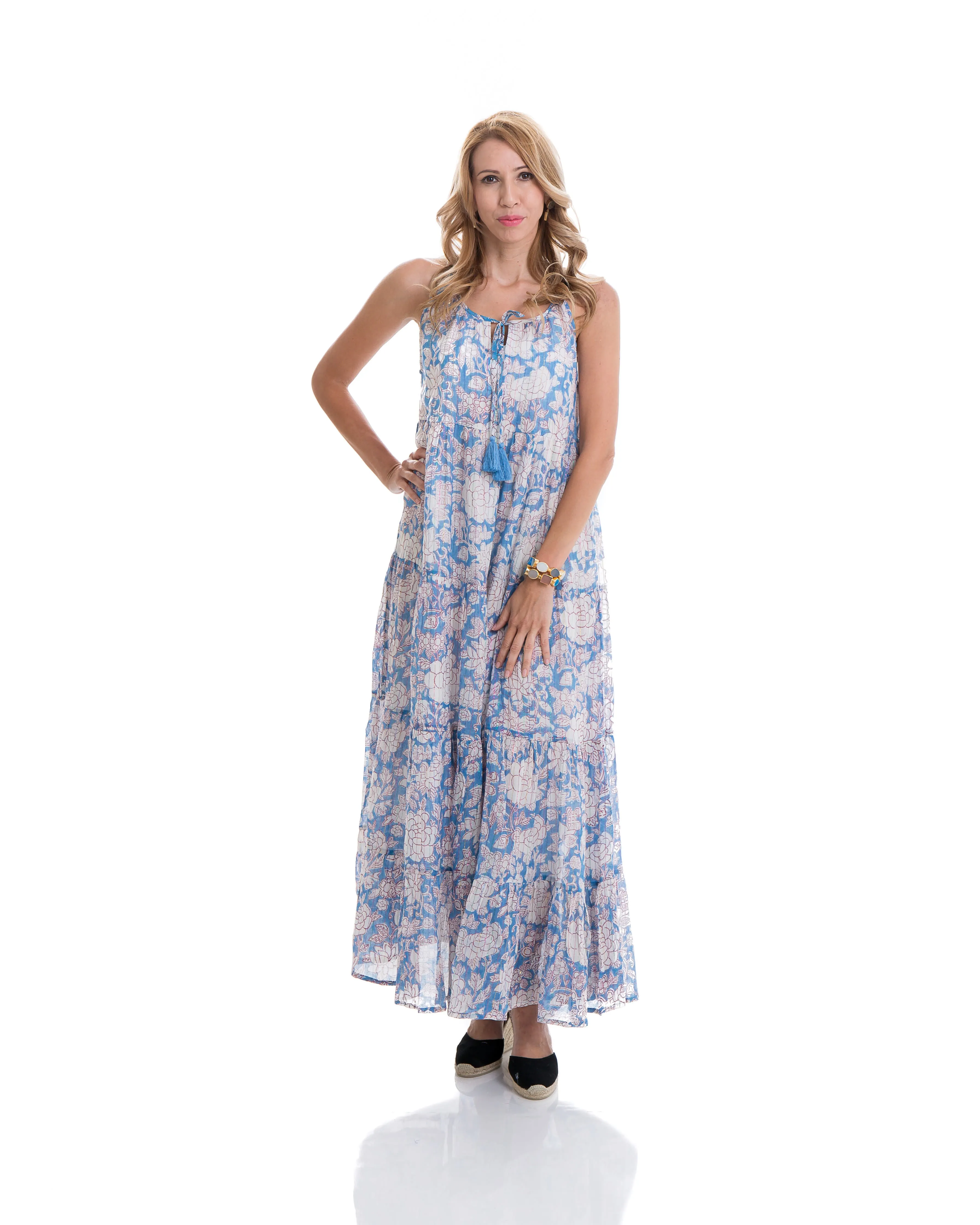 Abigail Cavern Dress (Pink & Blue Floral Print)