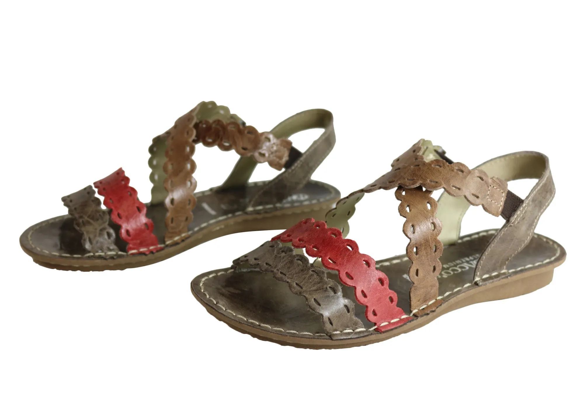 Andacco Cairns Womens Comfortable Flat Leather Sandals Made In Brazil