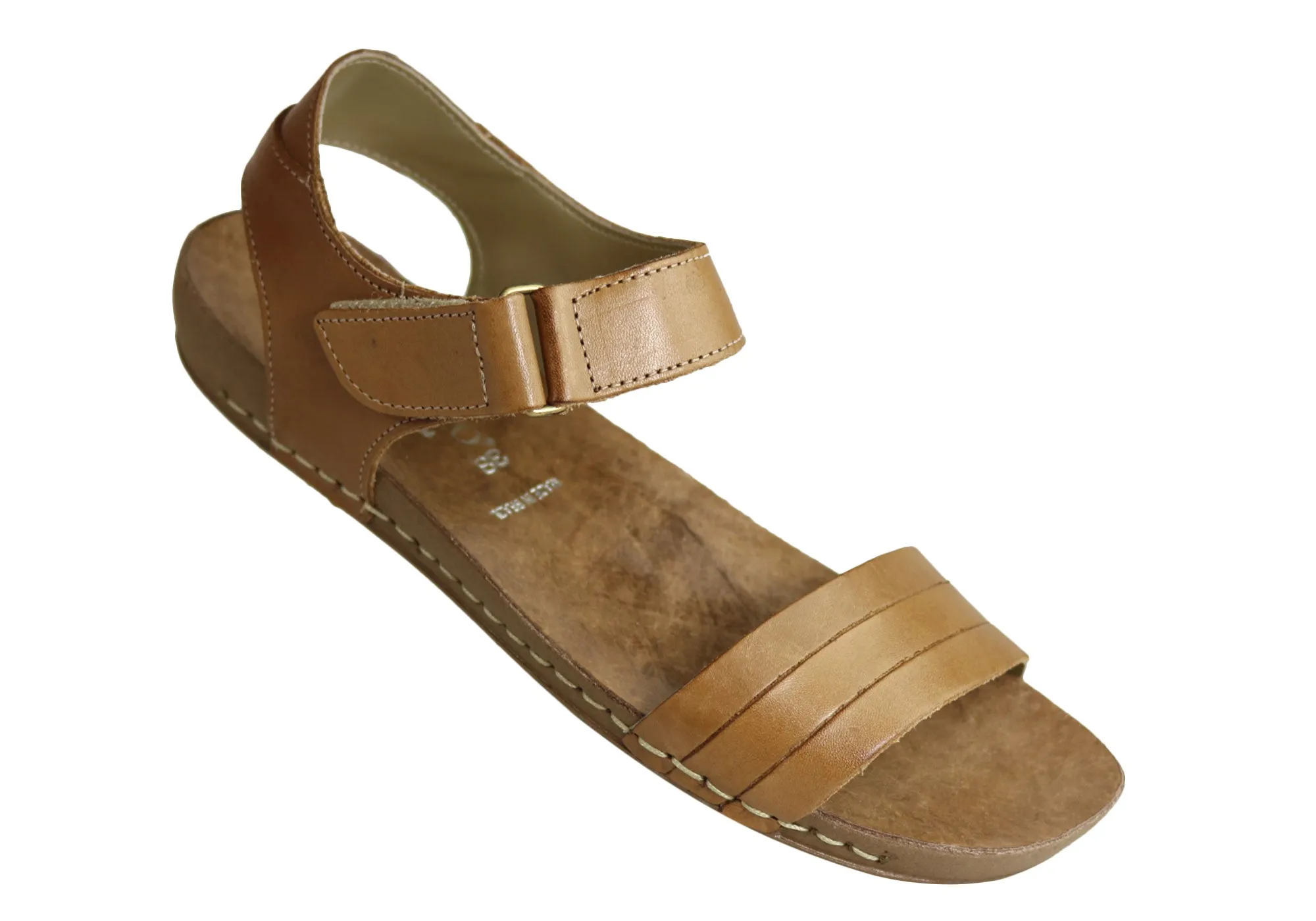 Andacco Canni Womens Comfortable Flat Leather Sandals Made In Brazil