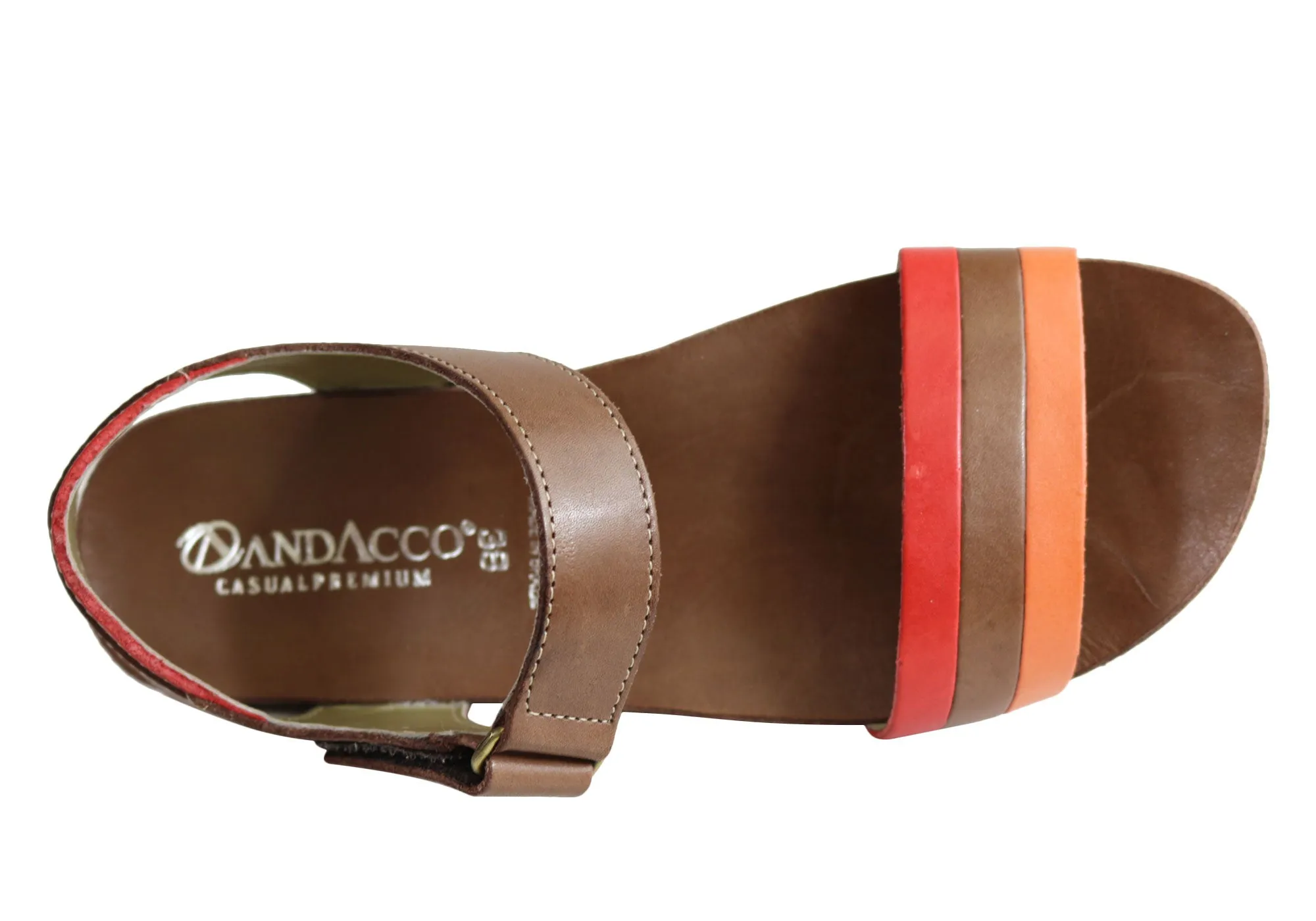 Andacco Canni Womens Comfortable Flat Leather Sandals Made In Brazil