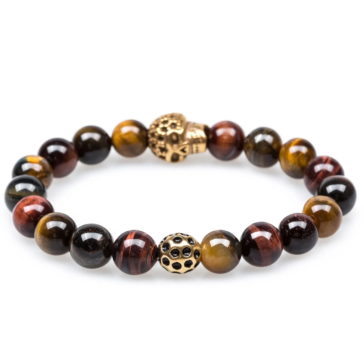 Arizona Tiger's Eye Gold Skull Bracelet