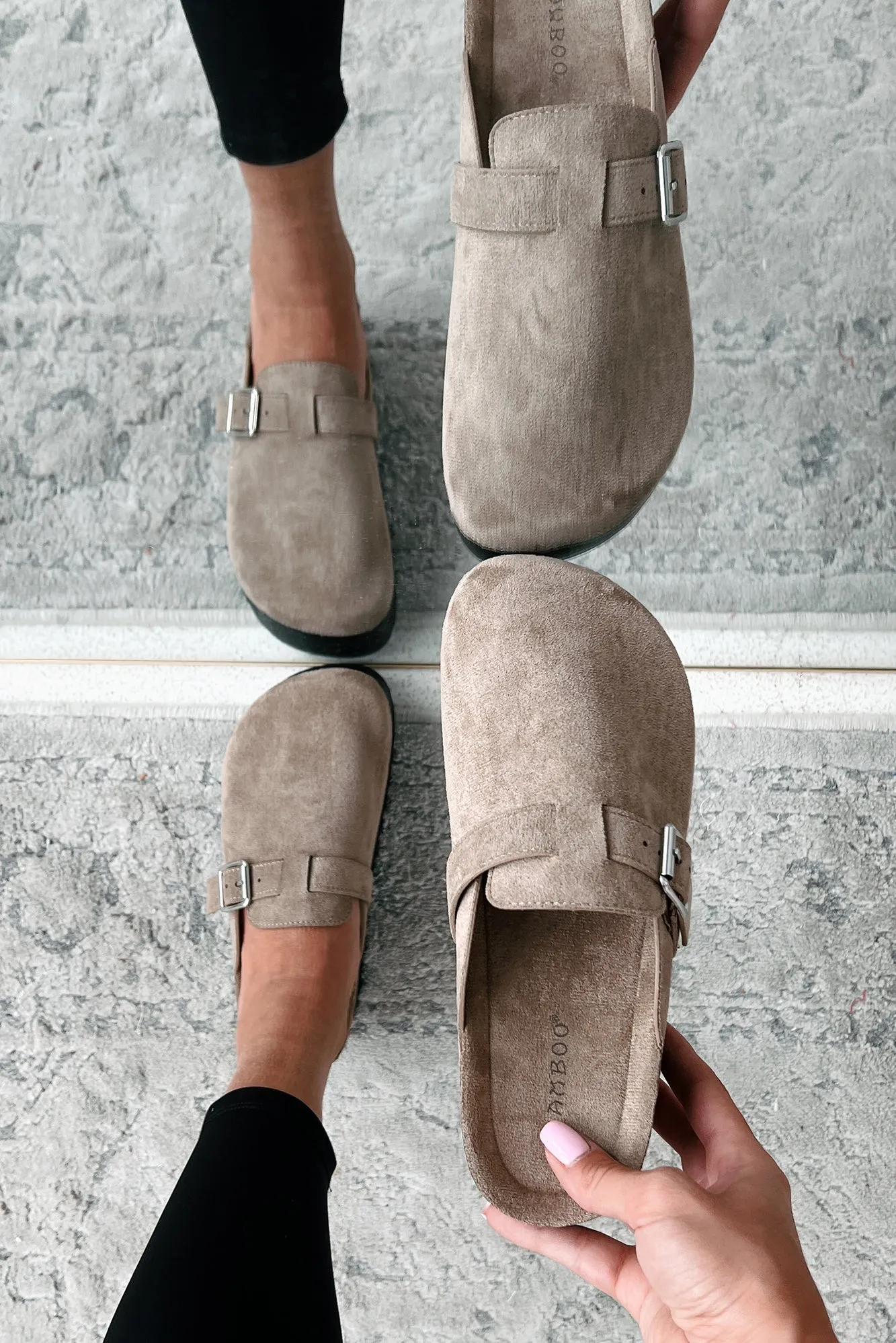 Been There Before Faux Suede Platform Clogs (Oat)