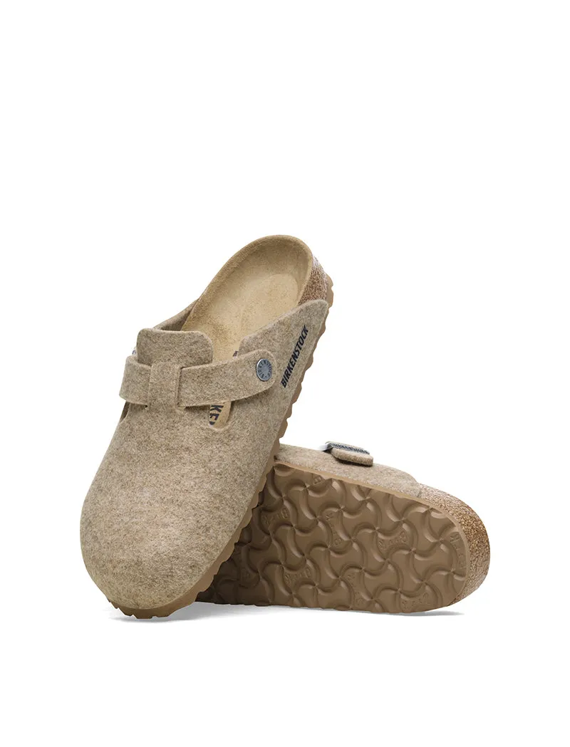 Birkenstock Womens Boston Narrow Wool Felt Sandcastle