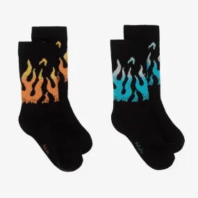 Black Flame Cotton Socks (2 Pack)