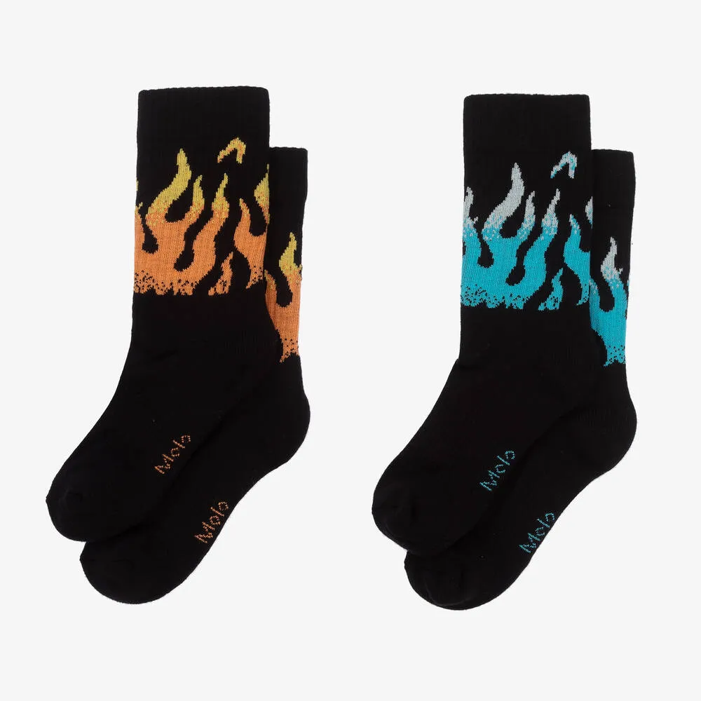 Black Flame Cotton Socks (2 Pack)