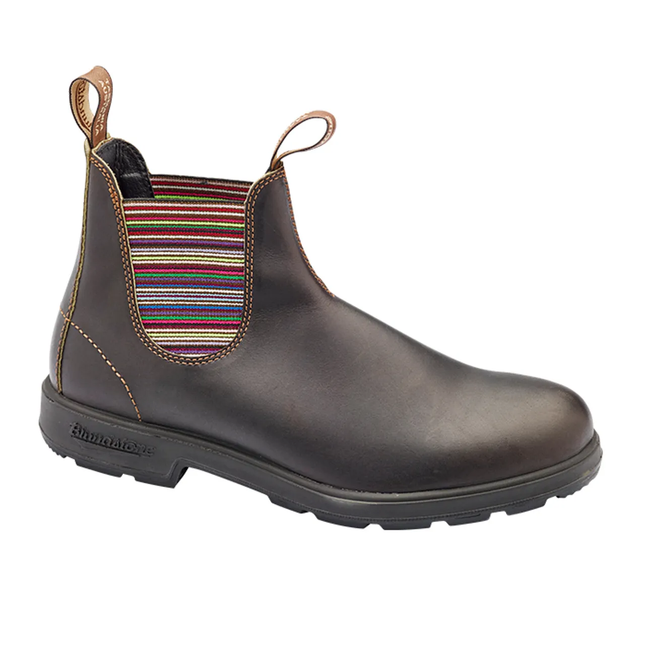 Blundstone 1409 stout brown coloured striped elastic sided boots