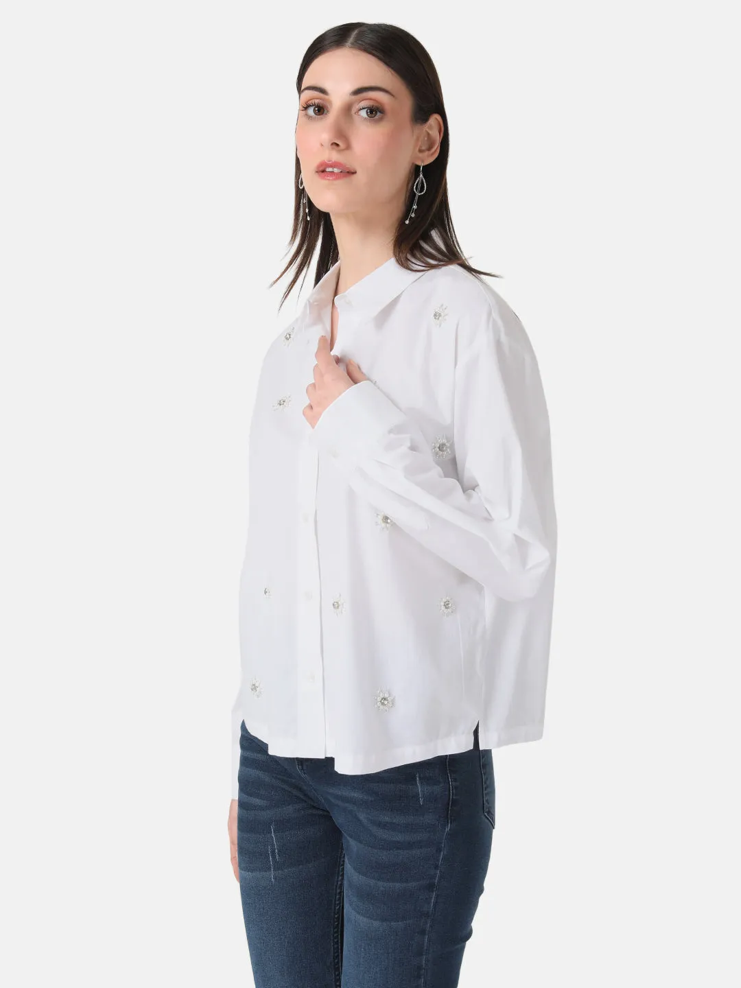 Boxy Fit Embellished Shirt