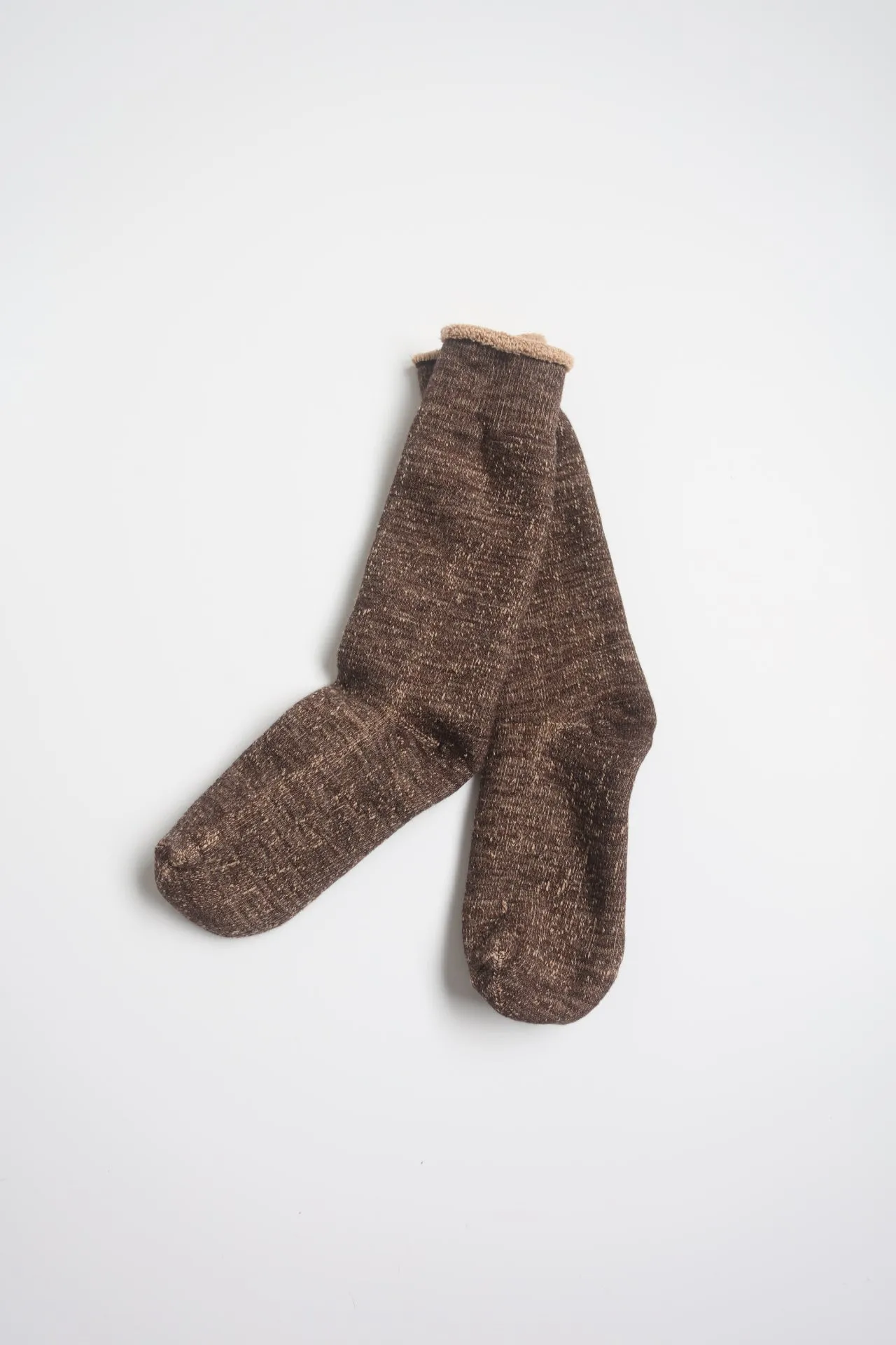 Brown Double Face Crew Socks