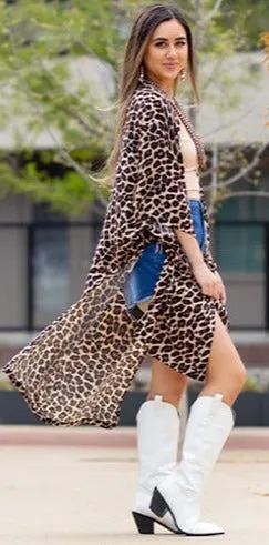 Brown Leopard Spotted Kimono