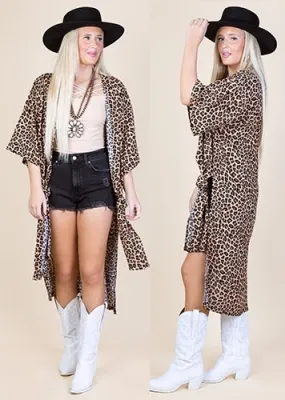 Brown Leopard Spotted Kimono