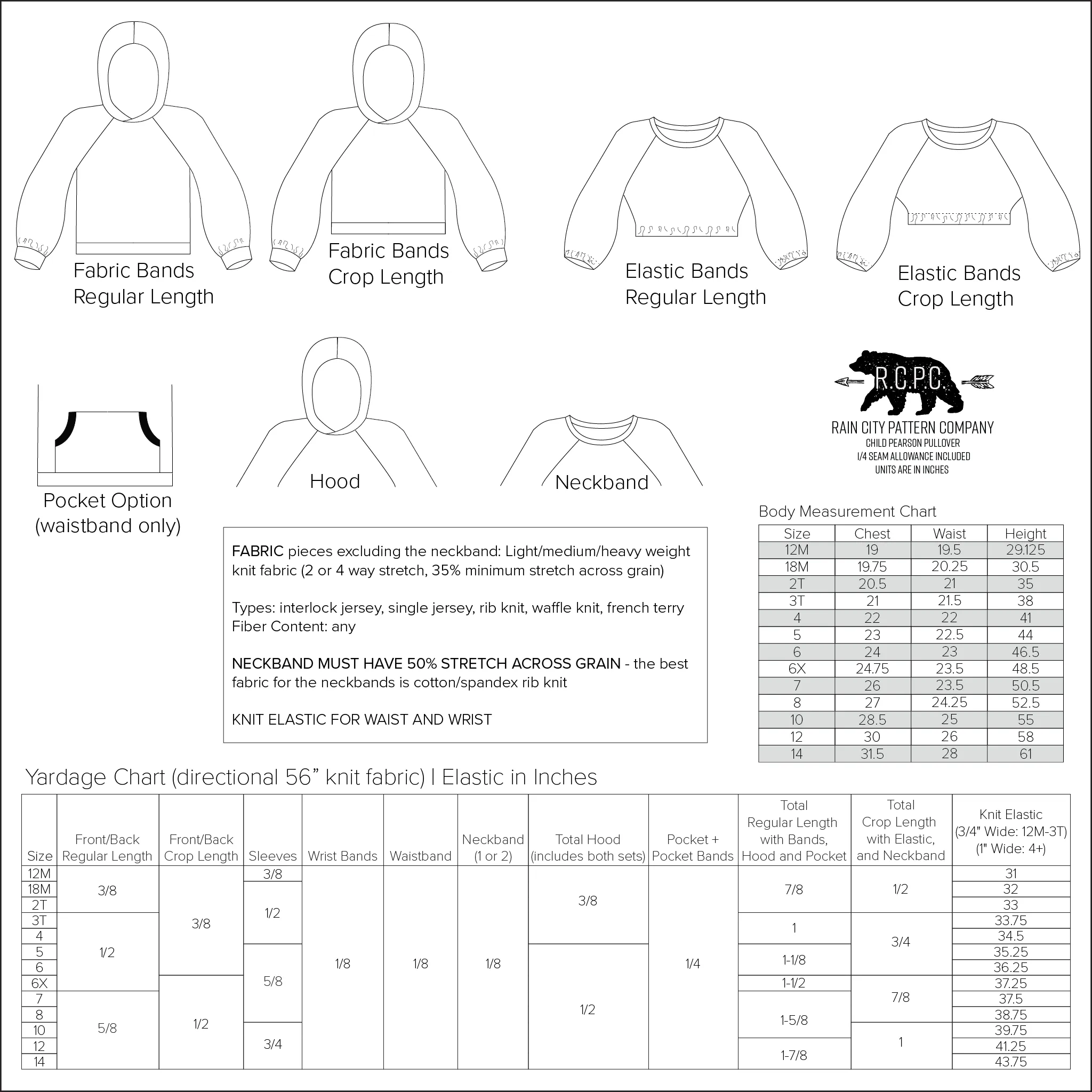 BUNDLE Pearson Pullover Raglan | Adult Sizes S0c-M4c | Child Sizes 12M-14 | Beginner Level Sewing Pattern