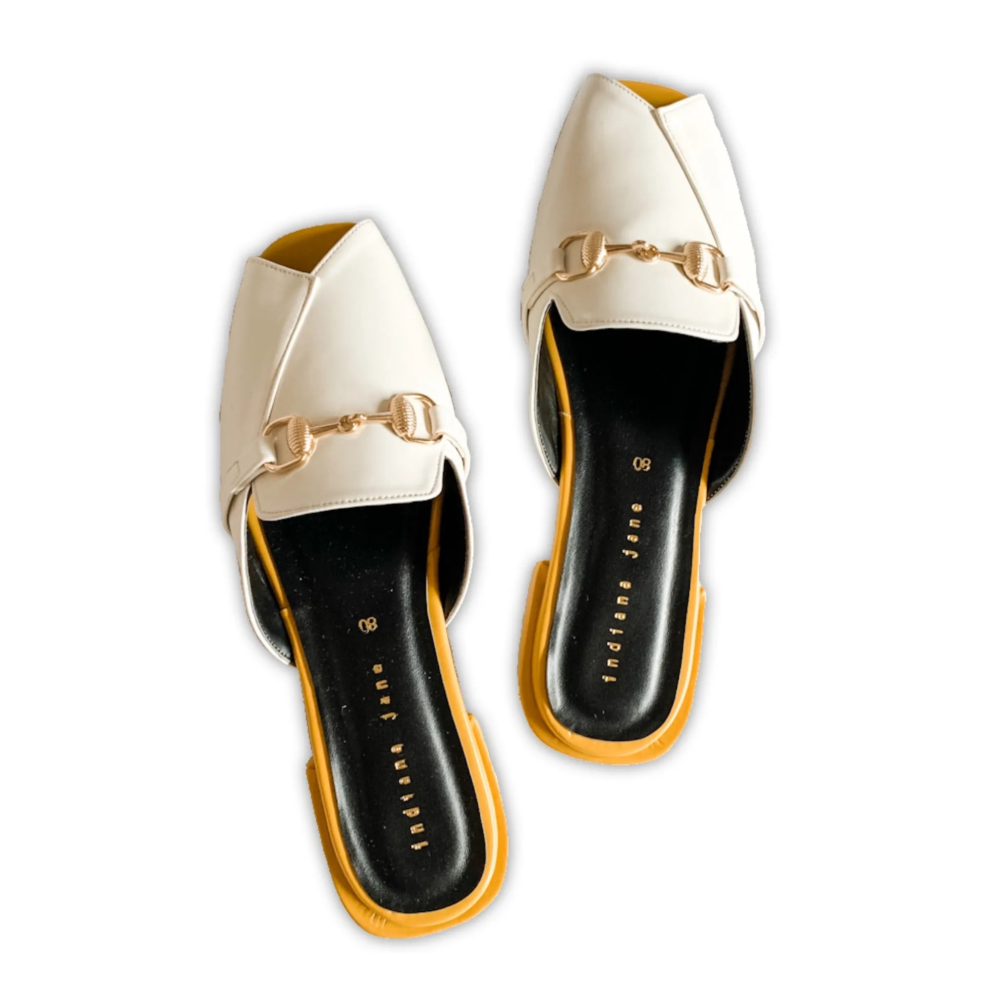 CHARITY White/Mustard Two Tone Elegant Mules