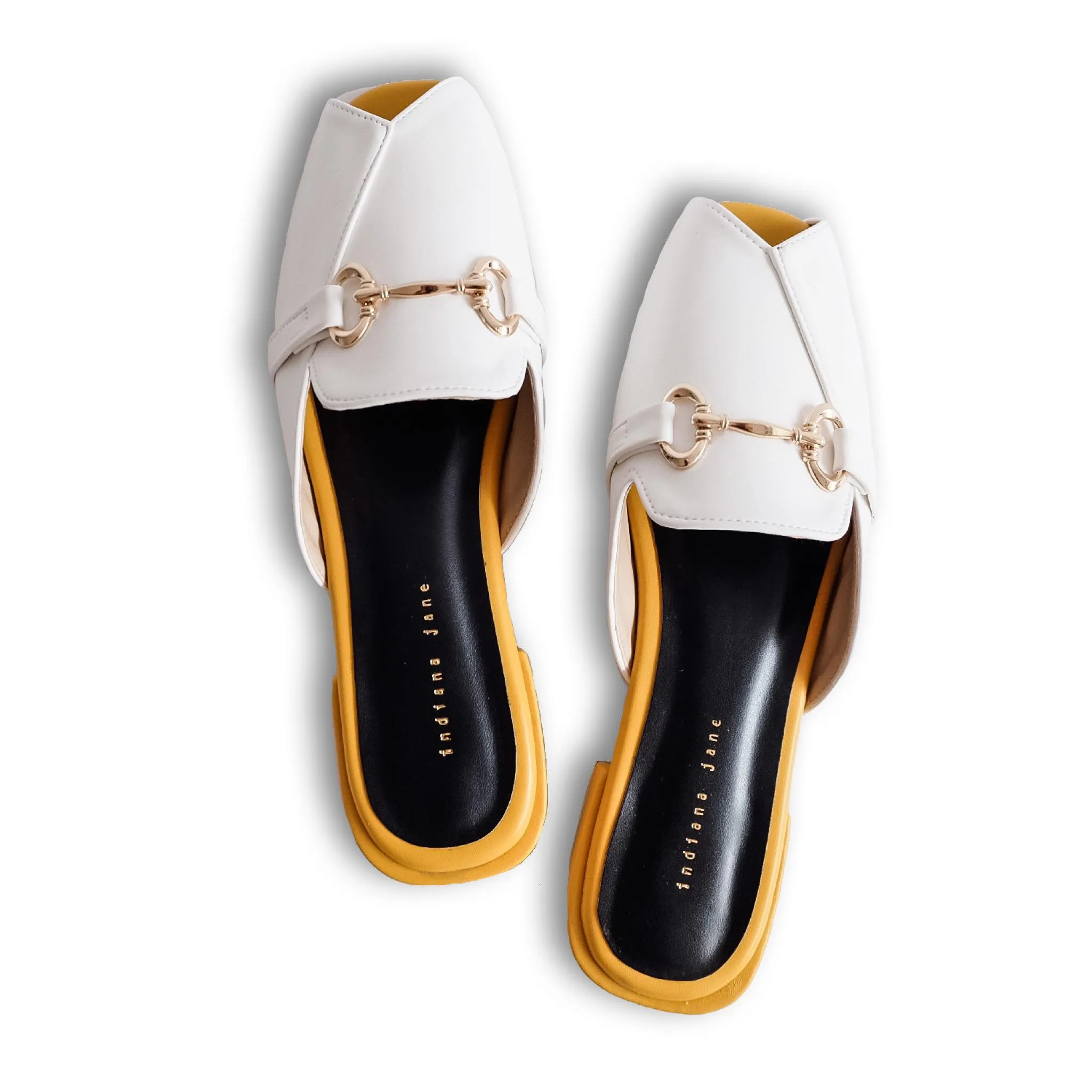 CHARITY White/Mustard Two Tone Elegant Mules