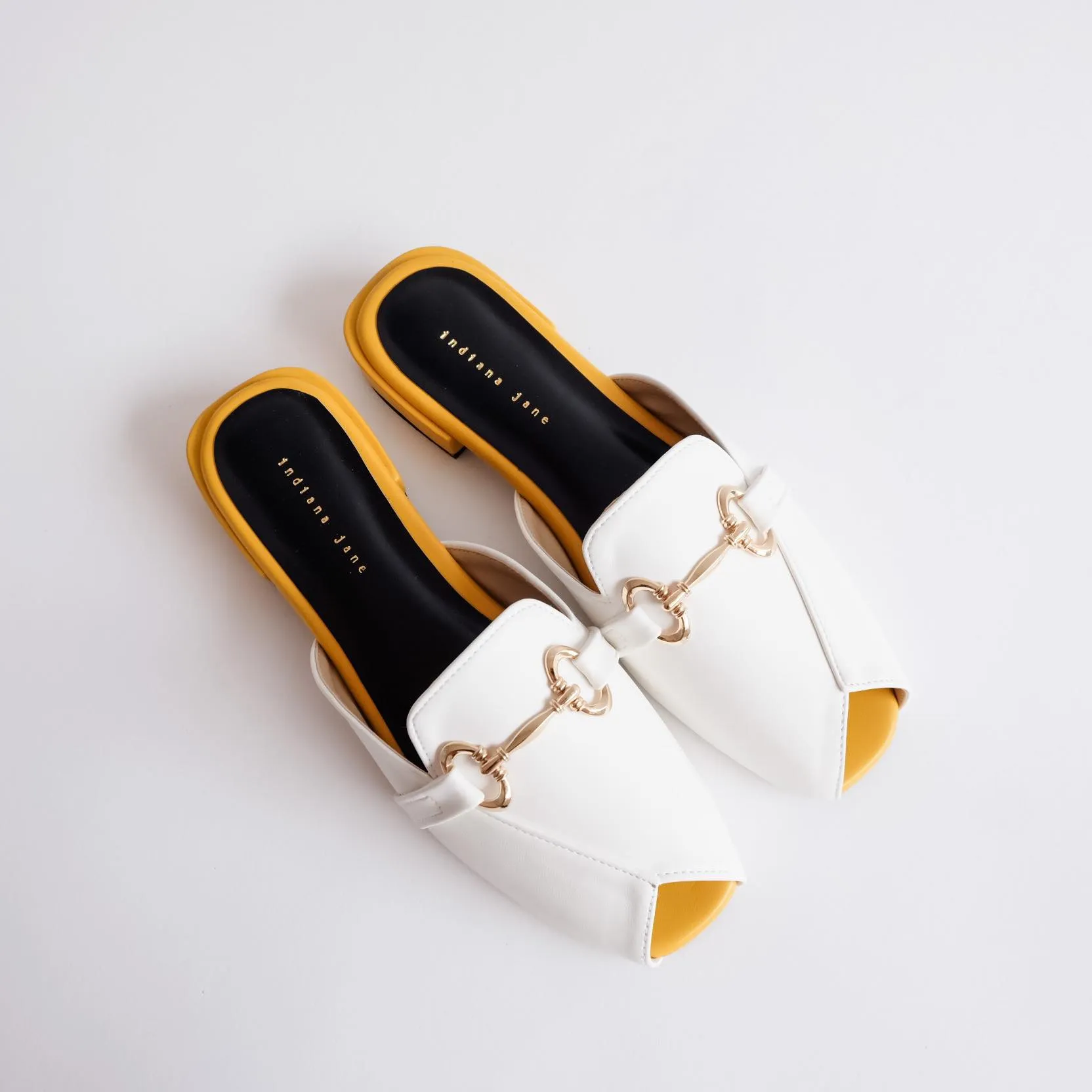 CHARITY White/Mustard Two Tone Elegant Mules