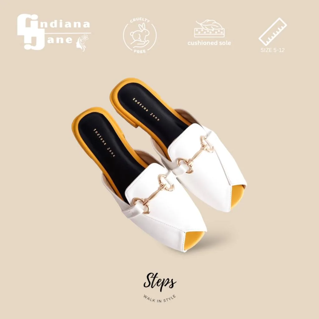 CHARITY White/Mustard Two Tone Elegant Mules