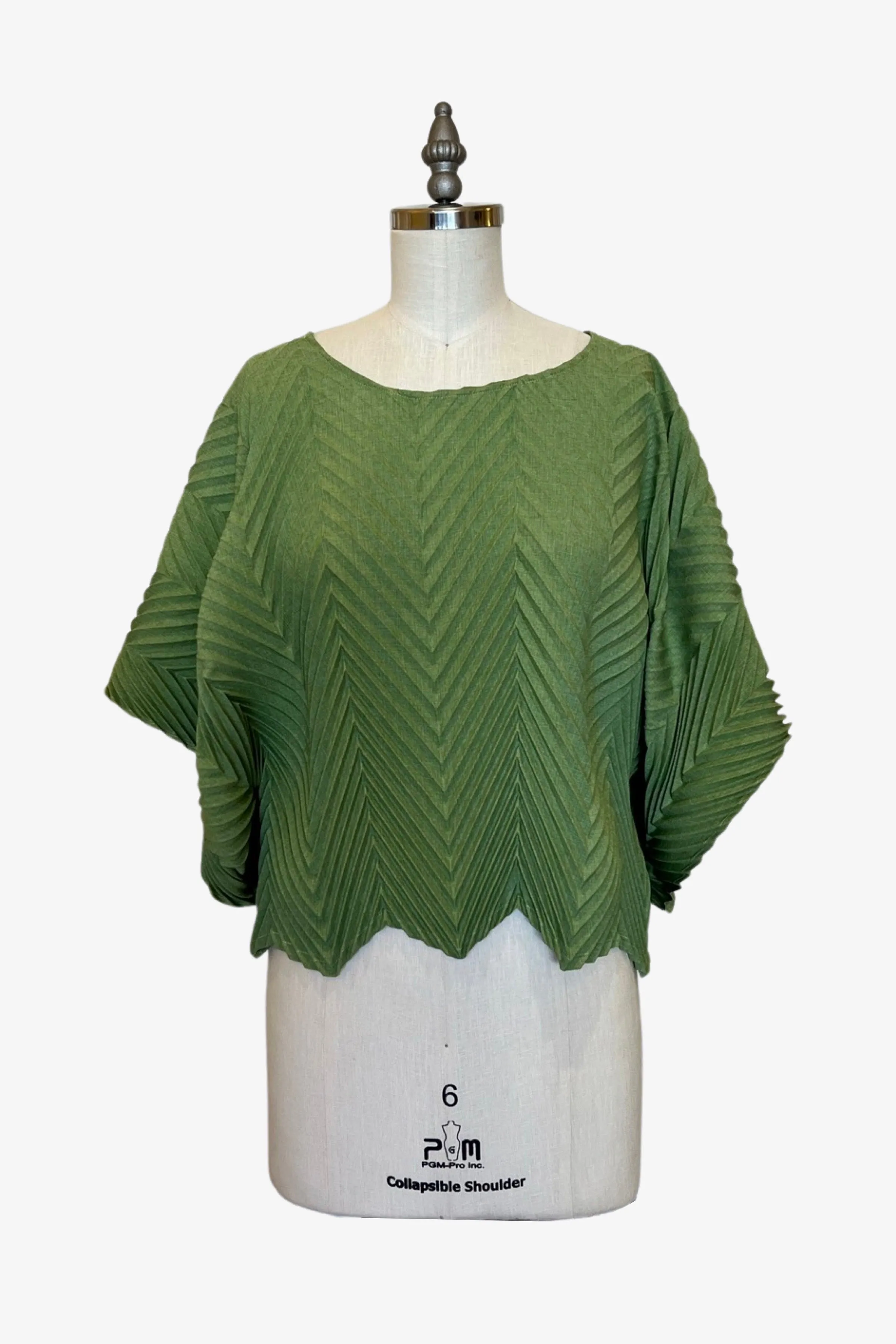 Chevron Pleated Lisbon Top | Matcha