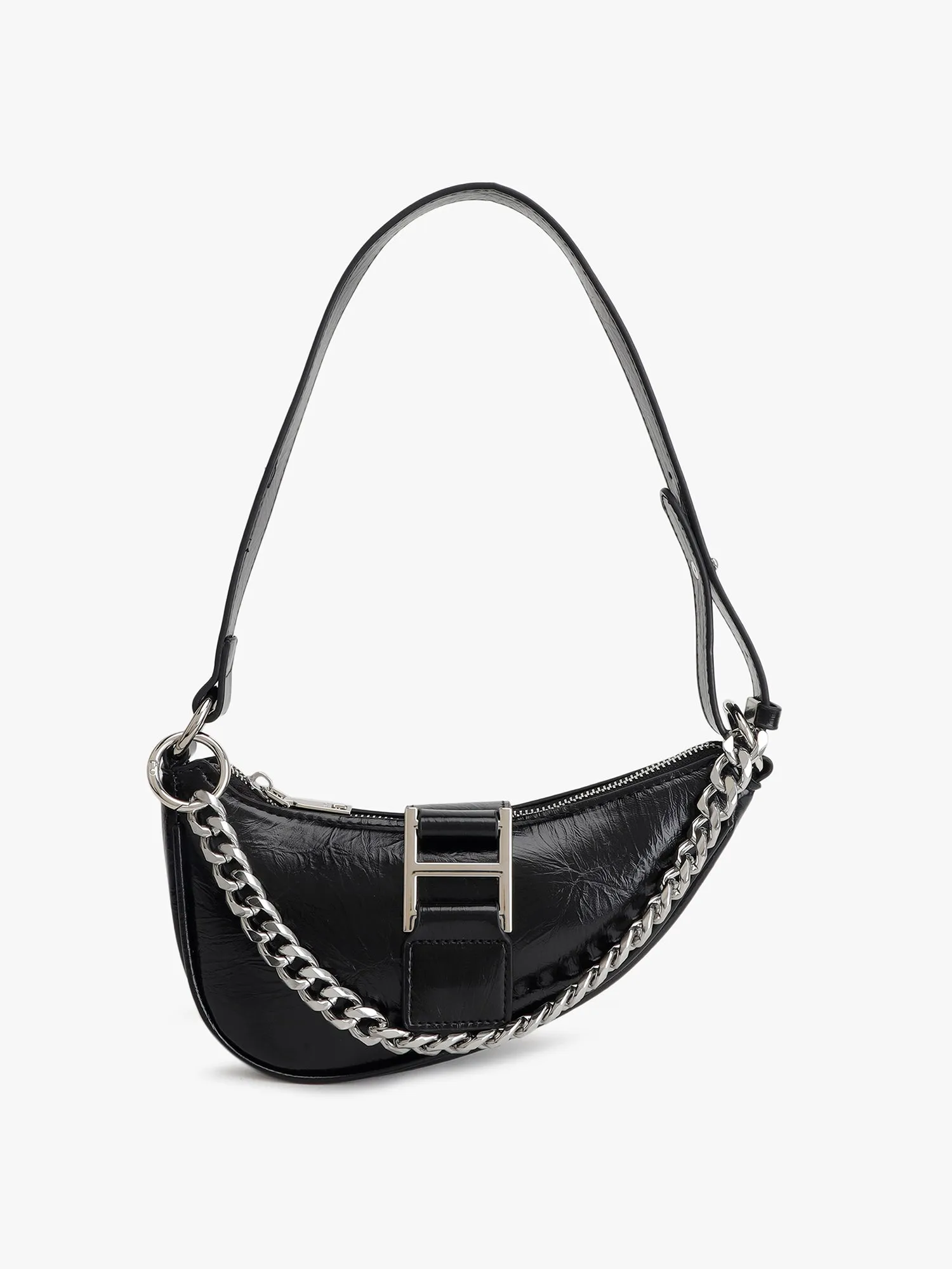 Chunky Chain Crescent Shoulder Bag