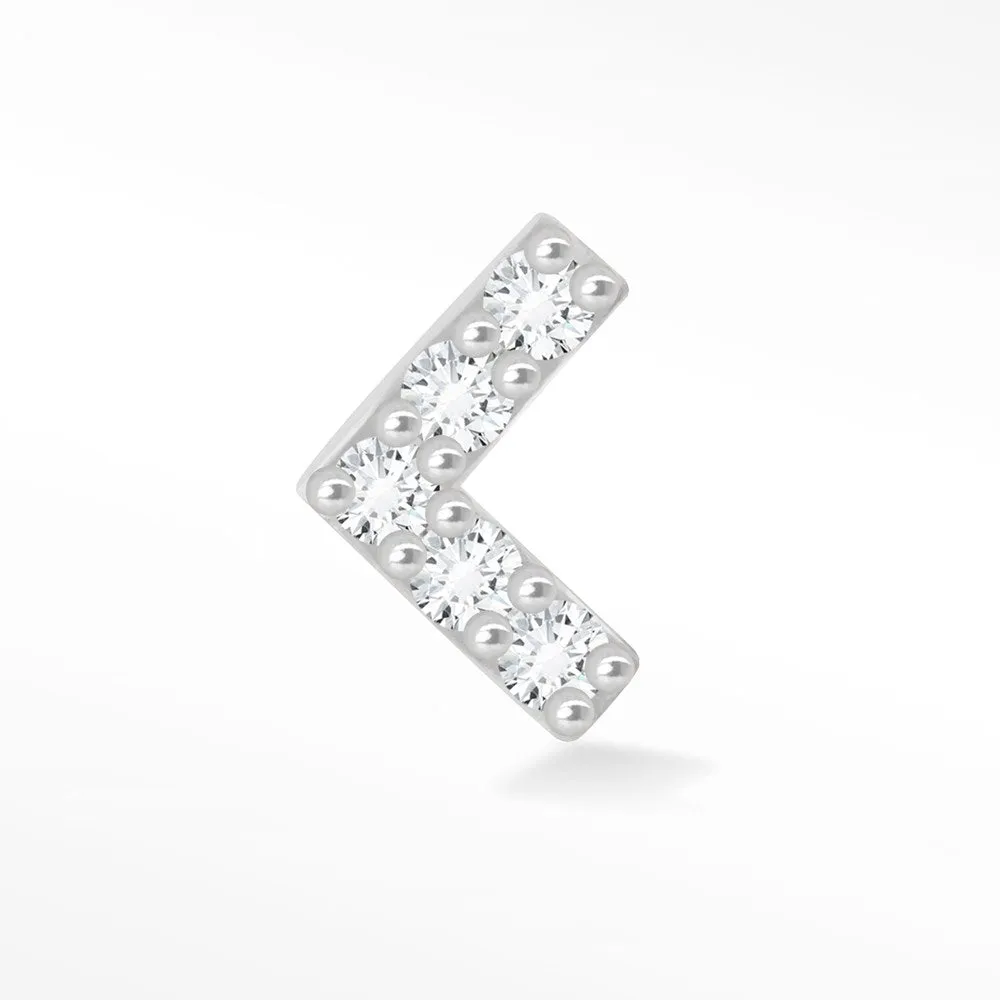 Corner 18k White Gold Diamond Flat Back Threadless Stud Earrings