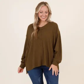 Cozy Textured Sweatshirt, Olive