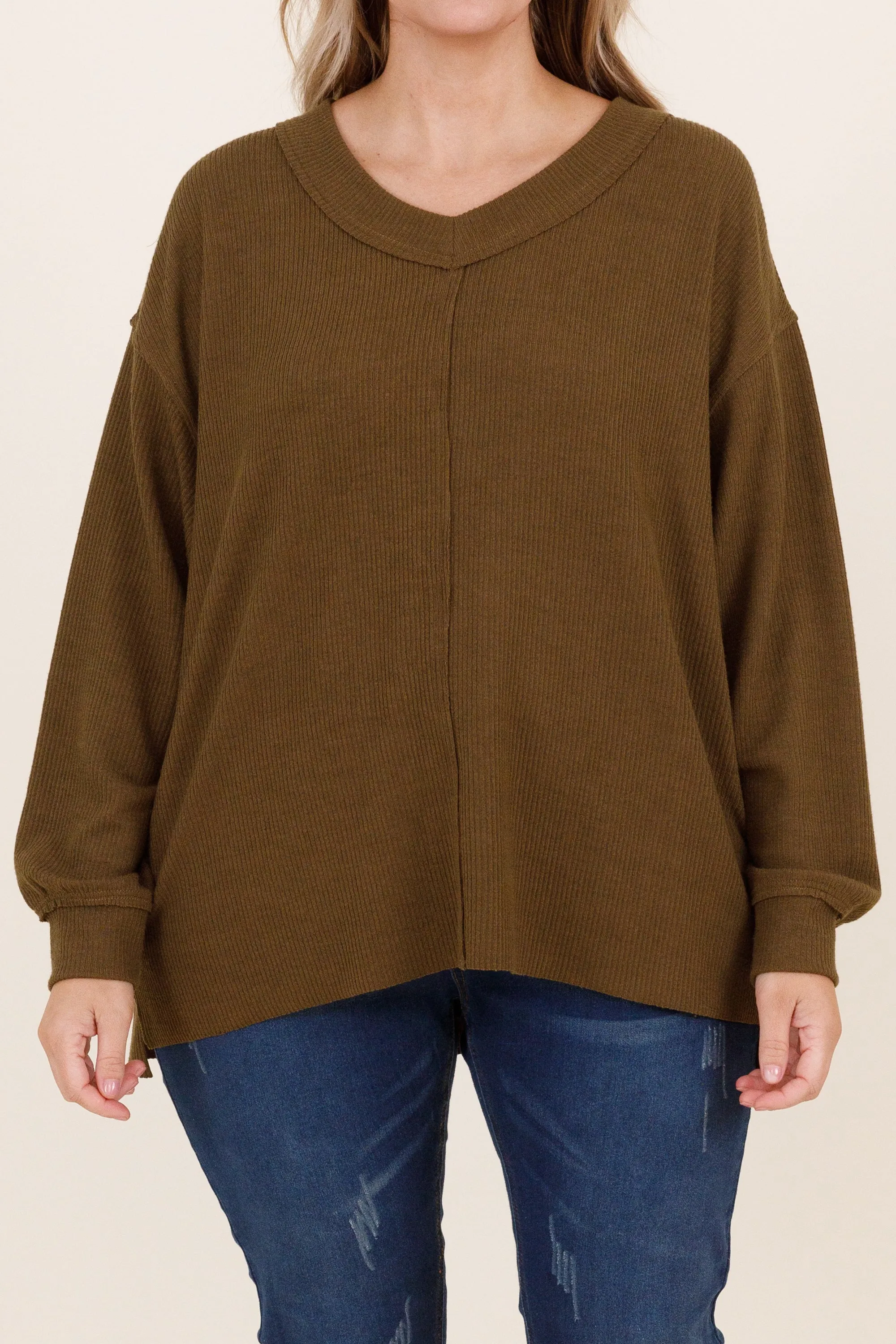 Cozy Textured Sweatshirt, Olive