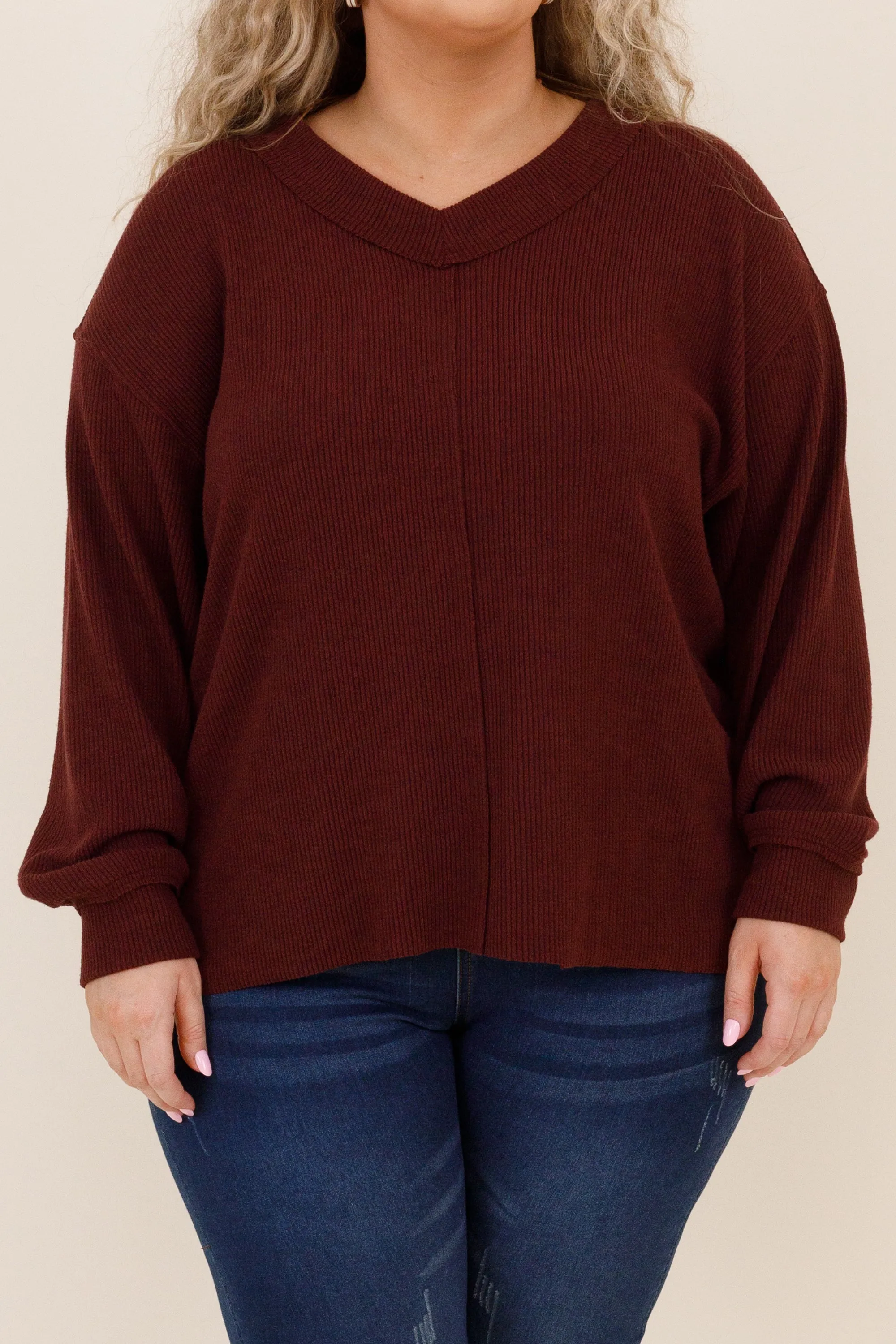 Cozy Textured Sweatshirt, Raisin