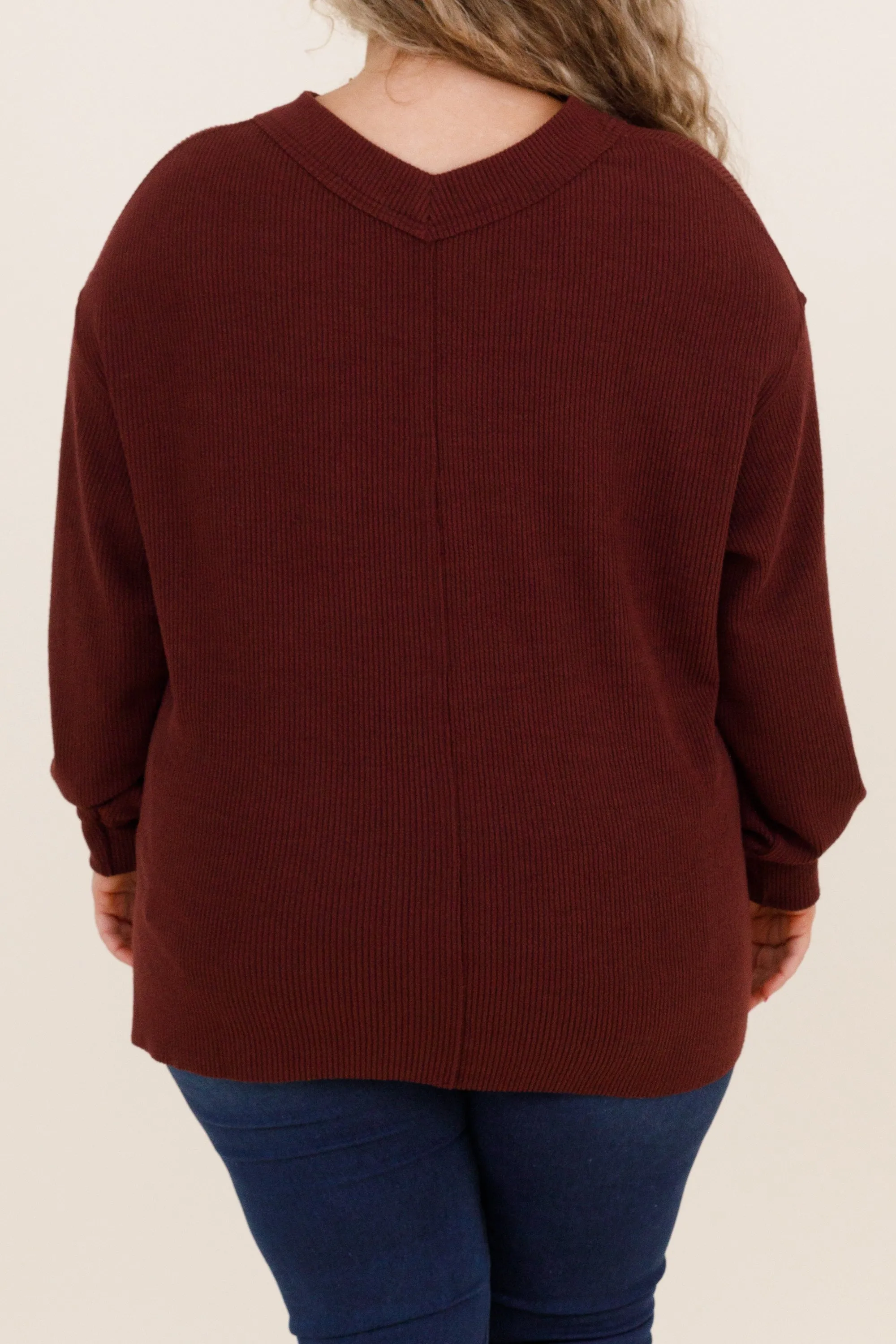 Cozy Textured Sweatshirt, Raisin