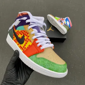 Custom Hand Painted Nike What the dunk Air Jordan Mid