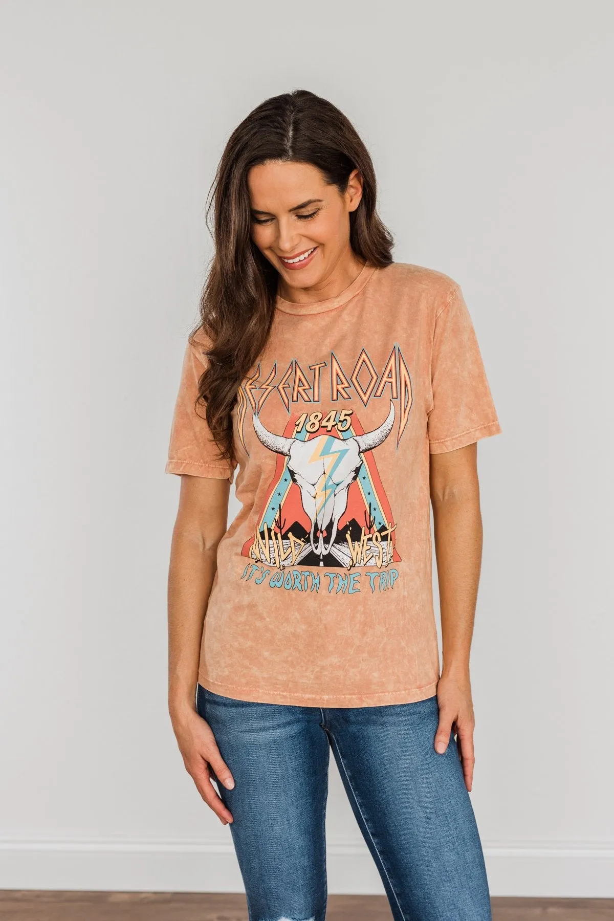 Desert Road Colorful Graphic Tee- Dusty Coral