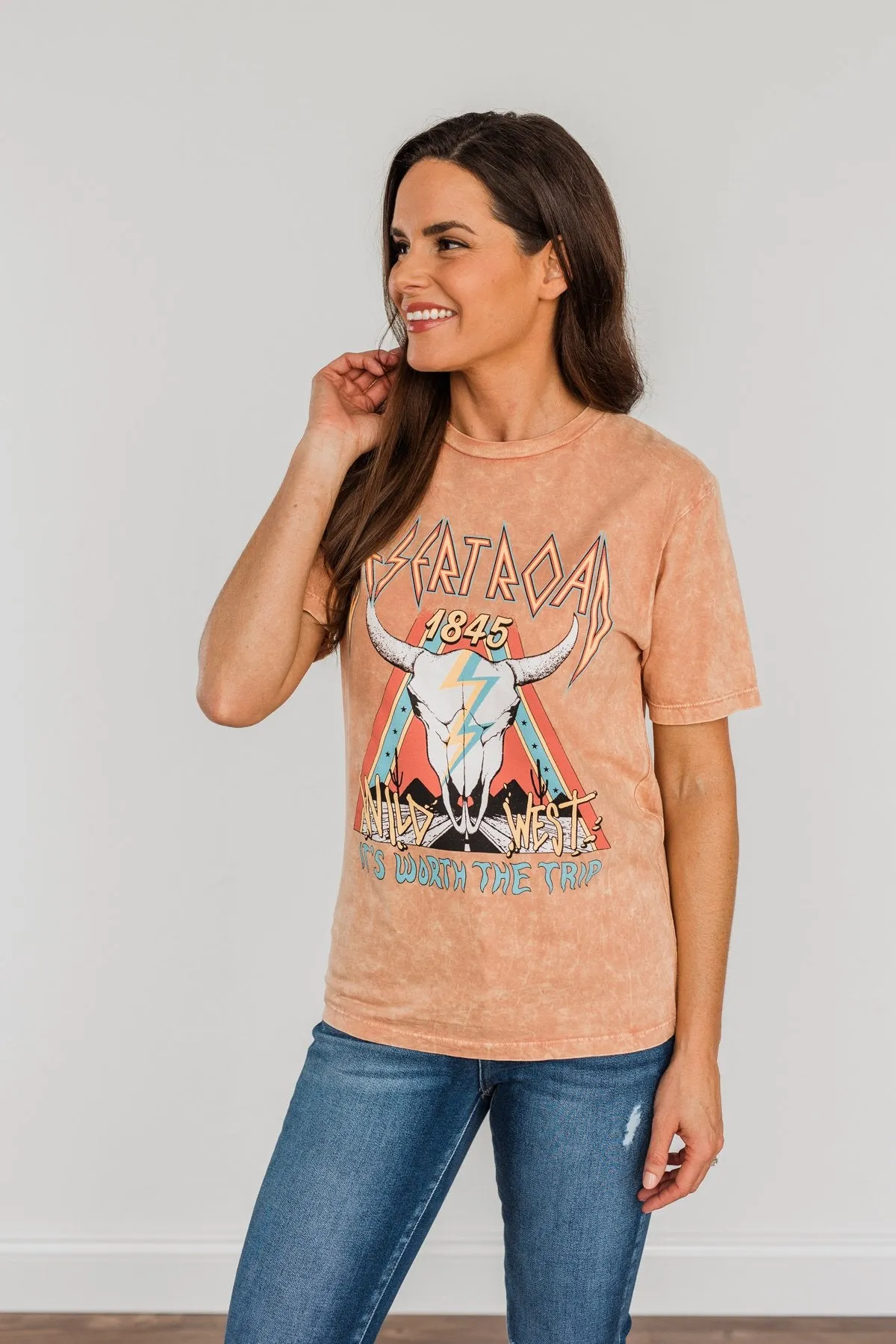 Desert Road Colorful Graphic Tee- Dusty Coral