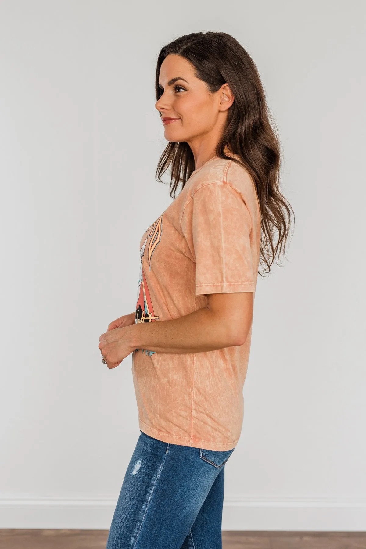 Desert Road Colorful Graphic Tee- Dusty Coral