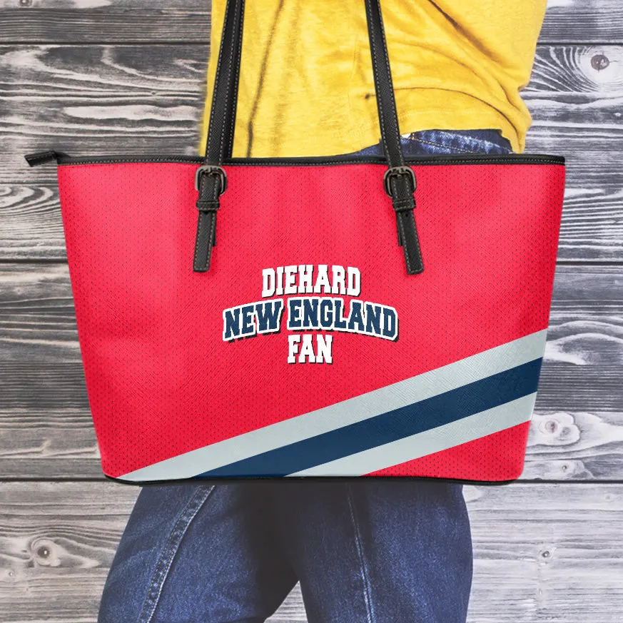 Diehard New England Fan Sports Large Leather Tote Bag