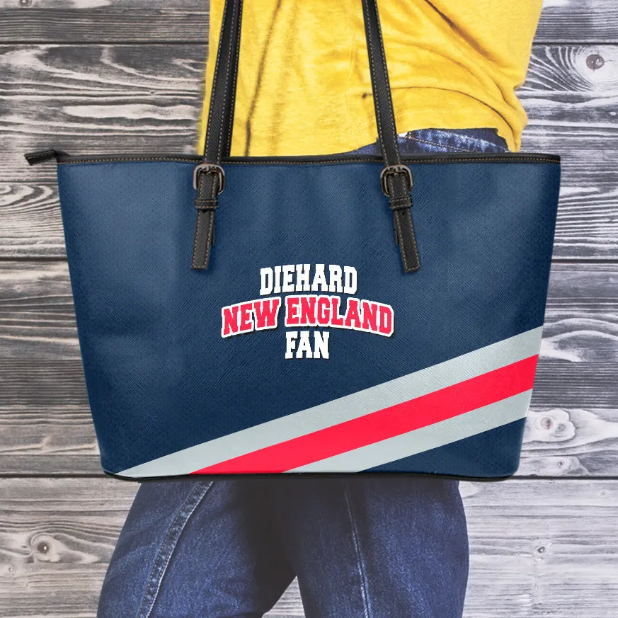 Diehard New England Fan Sports Large Leather Tote Bag