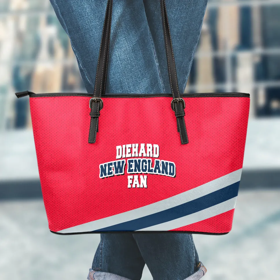 Diehard New England Fan Sports Large Leather Tote Bag