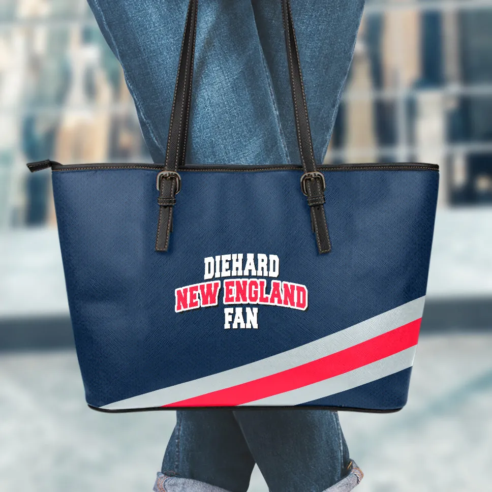 Diehard New England Fan Sports Large Leather Tote Bag