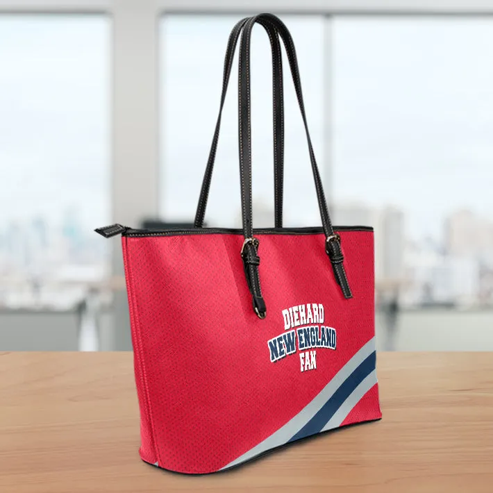 Diehard New England Fan Sports Large Leather Tote Bag