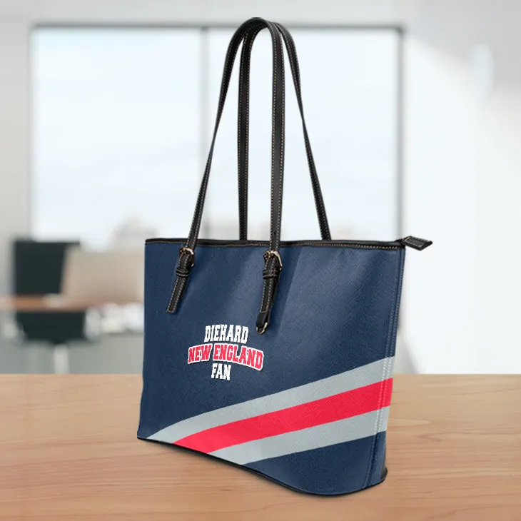 Diehard New England Fan Sports Large Leather Tote Bag