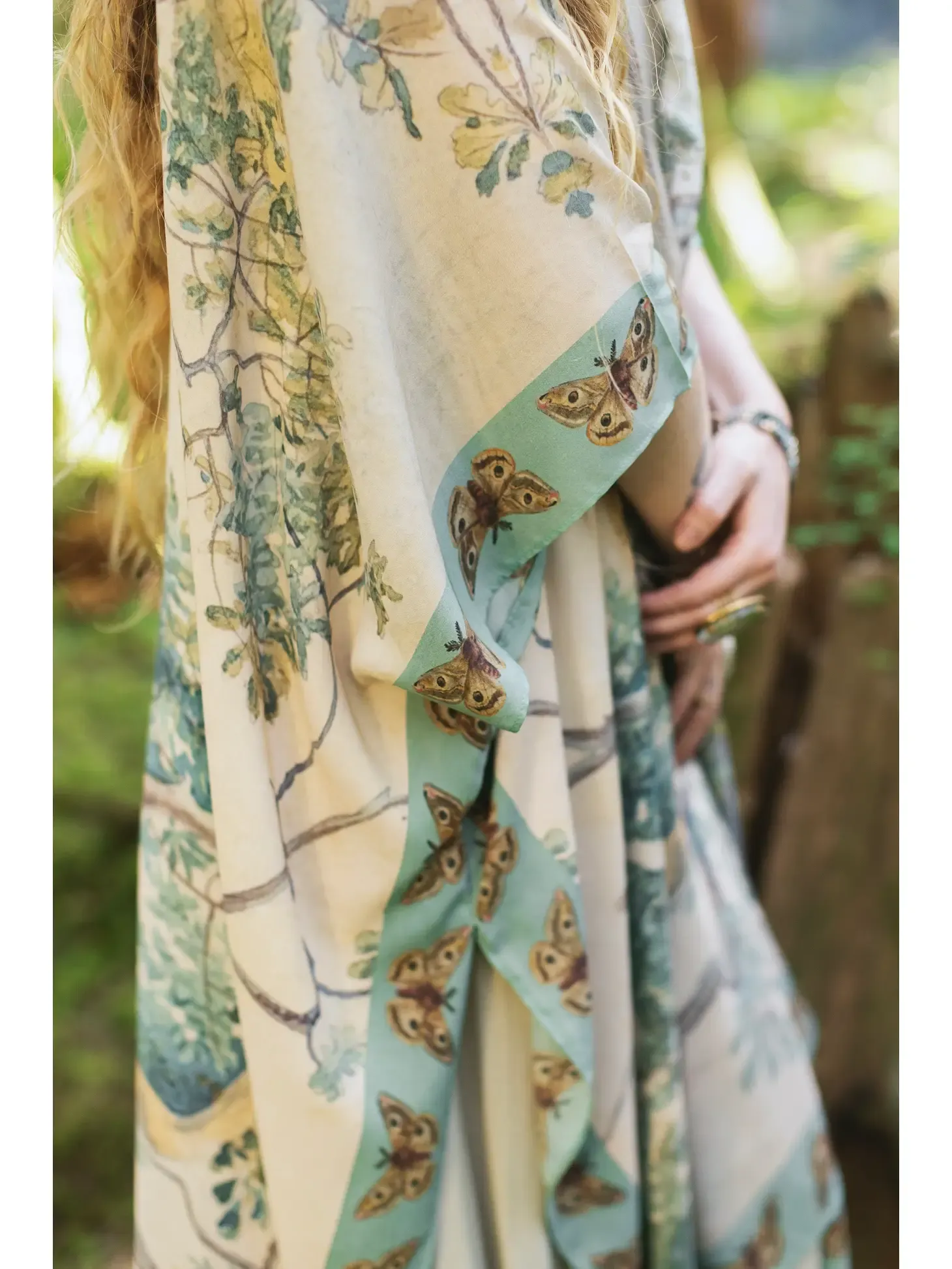 Earth & Sky Bohemian Artisan Printed Long Duster Bamboo Kimono Robe