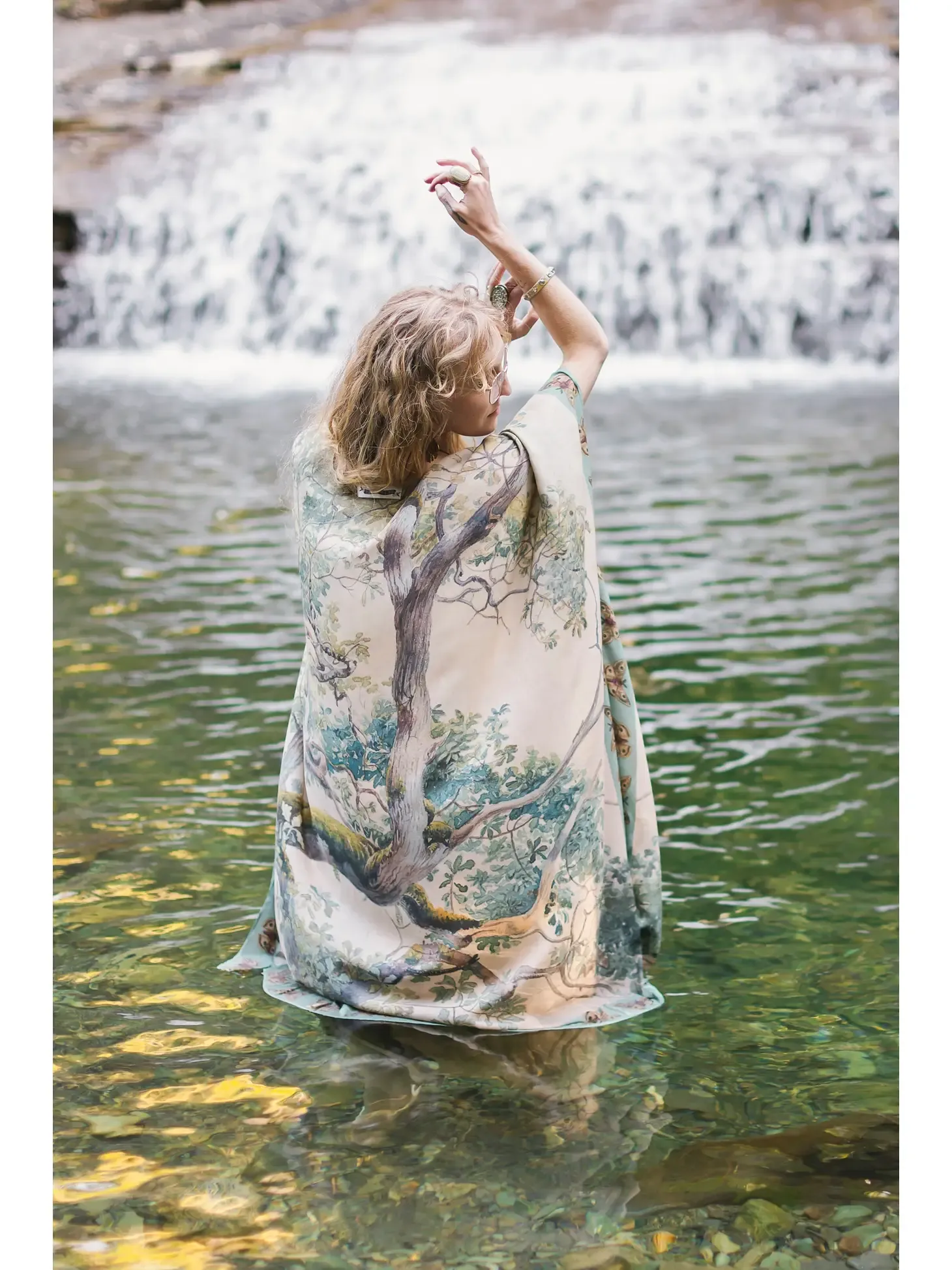 Earth & Sky Bohemian Artisan Printed Long Duster Bamboo Kimono Robe