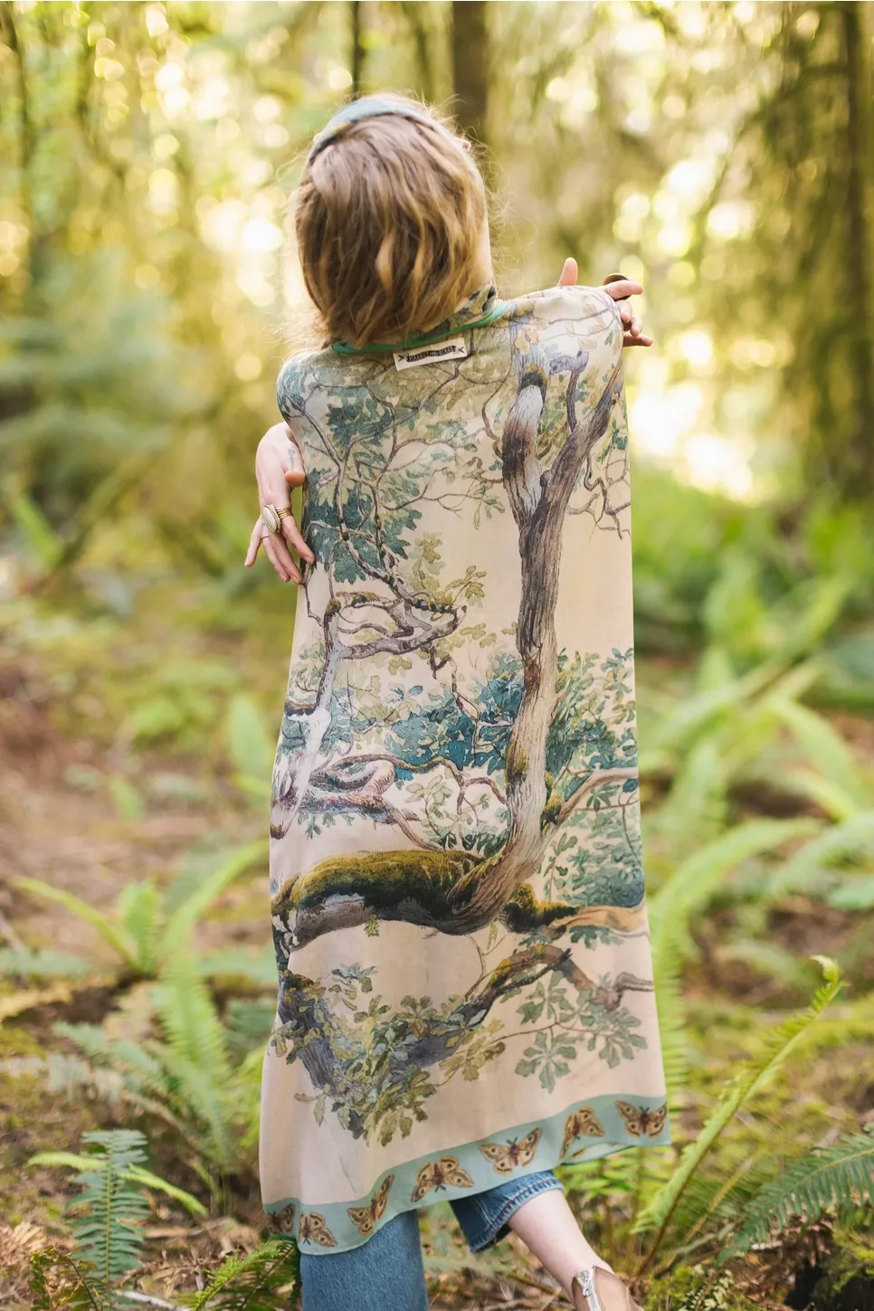 Earth & Sky Bohemian Artisan Printed Long Duster Bamboo Kimono Robe