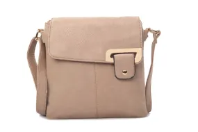 F9729- Side Buckle Crossbody Bag - Beige