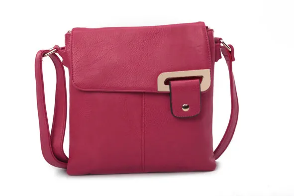 F9729- Side Buckle Crossbody Bag - Rose Pink