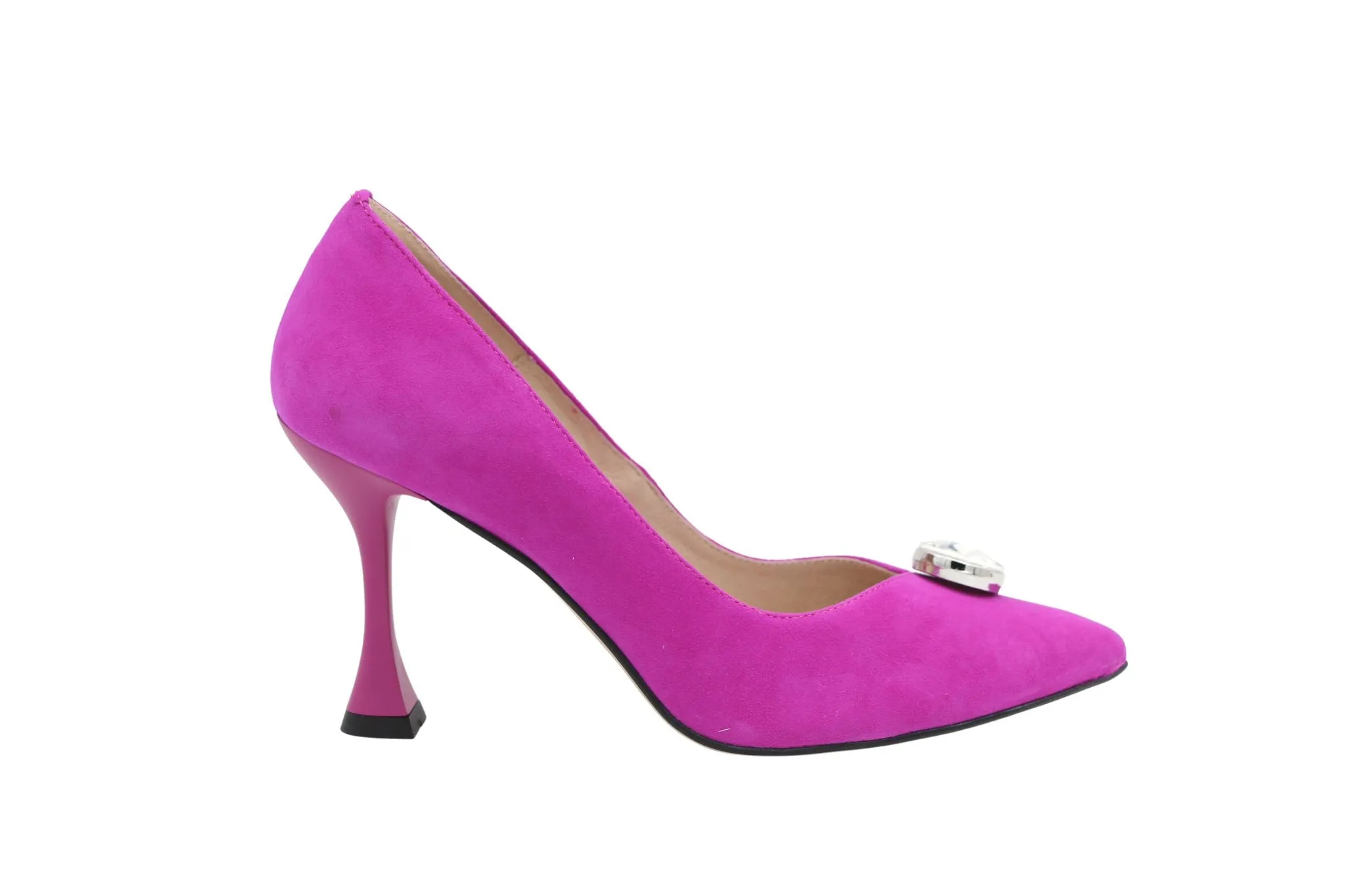 FABUCCI Magenta Pink Suede Heeled Shoe