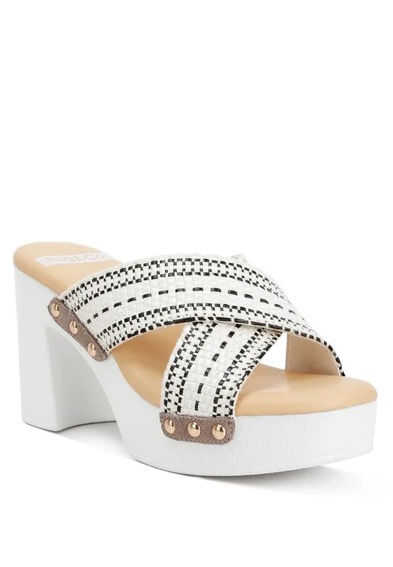 Finley Raffia High Block Heel Clogs