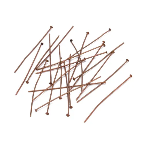 Flat Head Pins, Red Copper, Iron, 5cm, 20 Gauge