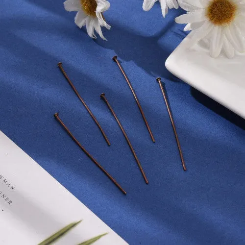 Flat Head Pins, Red Copper, Iron, 5cm, 20 Gauge