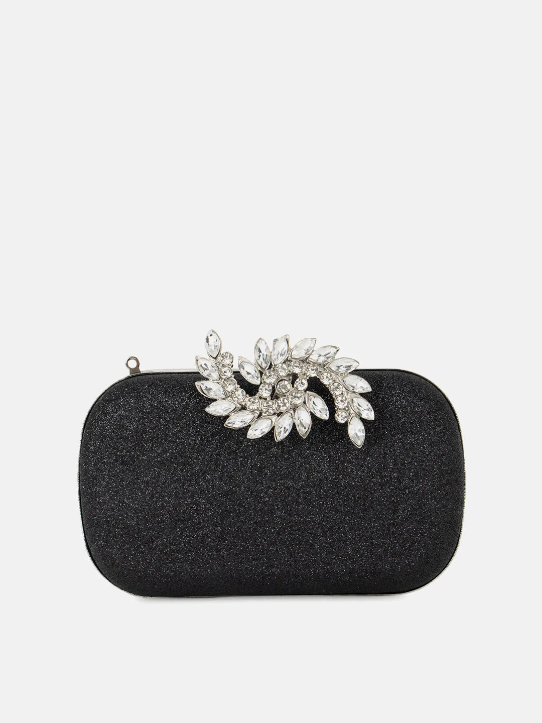 Floral Embellished Buckle Clutch