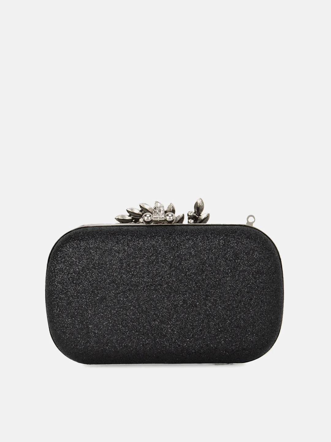 Floral Embellished Buckle Clutch